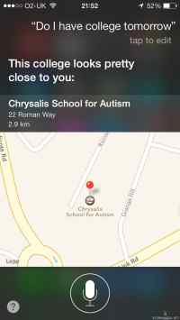 Siri ehdottaa koulua