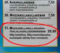 Mozzarellarullarairaitralalaadilledongkebab -  - Tuoreleipään kääritty litran rommipullo