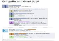 Valheella on lyhyet jäljet