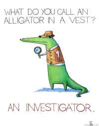 An alligator in a vest