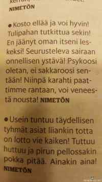 Anonyymi kirjoittelija - Ainakin aina. Kunnon lehtihäröilyt.