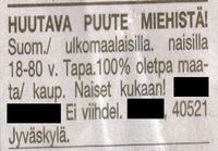 Huutava pula miehistä