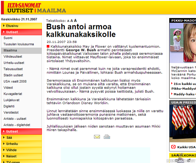 Bush armollisena - Ja huumorihuulikin väpättää.