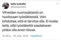 Vihreät eläkkeellä - Vihreiden vakava huoli työeläkkeistä