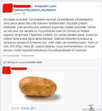 Facebook kirpputorin löytö - Onneks ei oo kukaan kerenny varata! Mun kattilasta puuttuu yks peruna! Noudan heti.