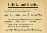 Ulkonaliikkumiskielto Porvoossa