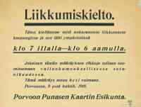 Ulkonaliikkumiskielto Porvoossa