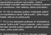 Putken ominaisuuksia