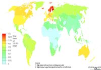 Metal bands per 100 000 people