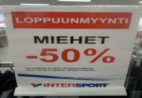 Miesten loppuunmyynti