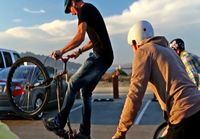 Bike parkour tricks in San Francisco