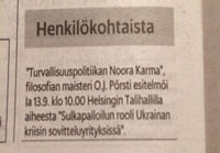 Turvallisuuspolitiikan "Noora Karma"