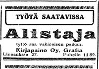 Alistajalle töitä