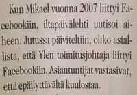 Mikaelin Facebookkiin liittyminen