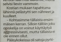 Raivokohtaus pääsykokeissa