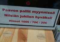 Paavon pallit myynnissä