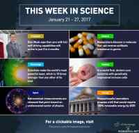 This week in science - 21.1 - 27.1.2017

Lähteet:
Teslan itseajavat autot: https://goo.gl/555KZ7
Molekyylilöytö: https://goo.gl/DRQqVn
Superlaser: https://goo.gl/CskQ2D
Leukemiaan parannus: https://goo.gl/f3ejrU
&quot;Uudet fysiikan lait&quot;: https://goo.gl/GBJR17
100% Uusiutuvaa energiaa 2035: https://goo.gl/FgcHoa