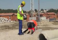 Fixing a crack.