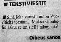 Autovarkaalle tiedoksi 