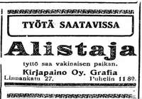 Alistajalle töitä tarjolla