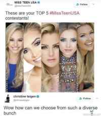 Miss teen USA - Vaikeuksia valita oma suosikki näin erilaisten tyttöjen joukosta!