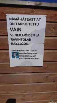 Jäteastiat vain veneilijöiden ja ravintolan käyttöön