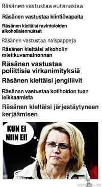 Aina myönteinen Päivi Räsänen - Päivi Räsänen kieltää ja vastustaa.