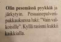 Järkytys pyykkiä pestessä