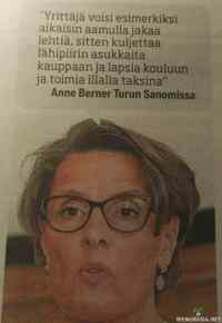 Anne Berner yrittäjien puolella. - Suomi nousuun, yrittäjät kyykkyyn. Täh?