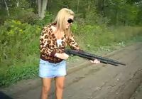 Blond girl and shotgun