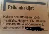 Palkaton työ maatilalla kiinnostaa