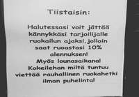 Kännykkä tarjoilijalle ruokailun ajaksi