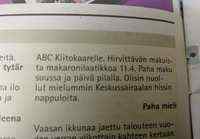 Palautetta ABC:n makaroonilaatikosta