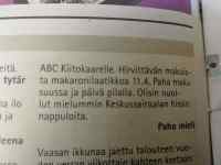 Palautetta ABC:n makaroonilaatikosta